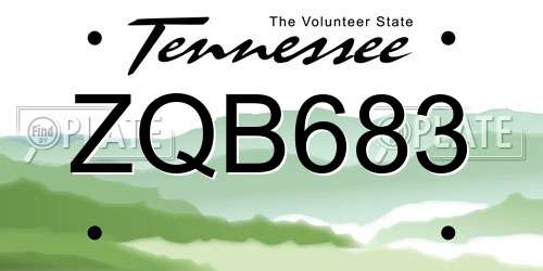 ZQB683 Tennessee License Plate