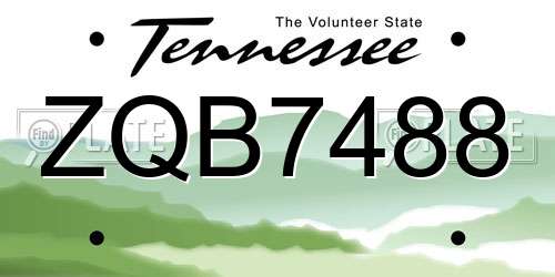 ZQB7488 Tennessee License Plate