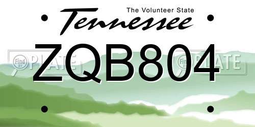 ZQB804 Tennessee License Plate