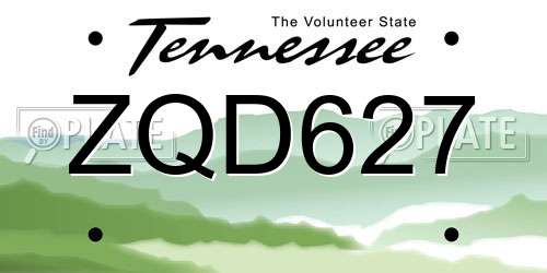 ZQD627 Tennessee License Plate