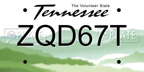 ZQD67T Tennessee License Plate