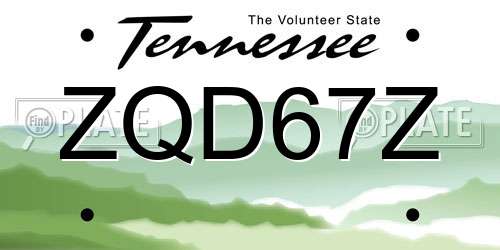 ZQD67Z Tennessee License Plate