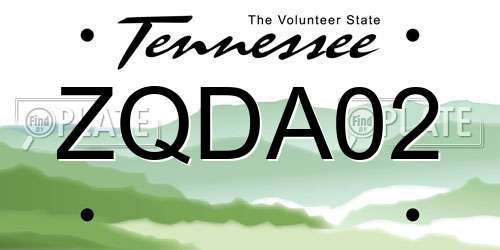 ZQDA02 Tennessee License Plate