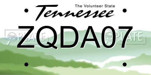 ZQDA07 Tennessee License Plate