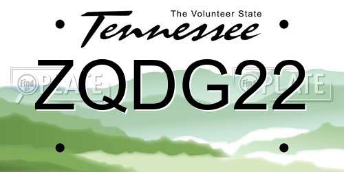 ZQDG22 Tennessee License Plate