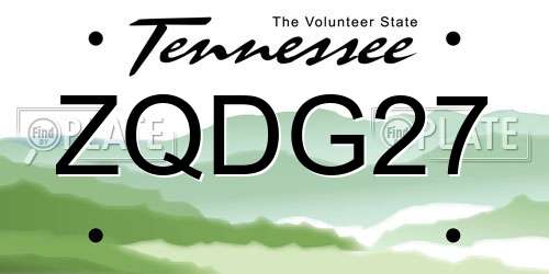 ZQDG27 Tennessee License Plate