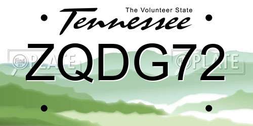 ZQDG72 Tennessee License Plate