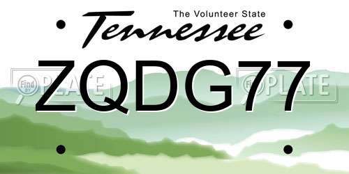 ZQDG77 Tennessee License Plate
