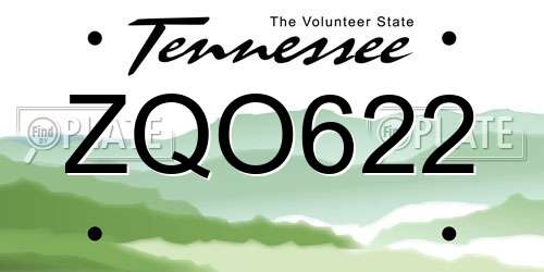 ZQO622 Tennessee License Plate