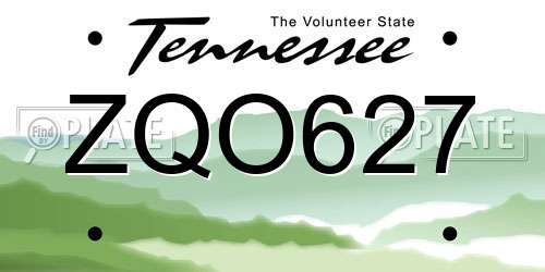 ZQO627 Tennessee License Plate