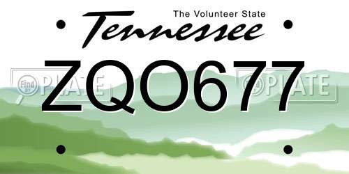ZQO677 Tennessee License Plate