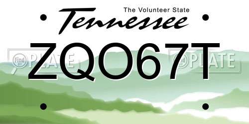 ZQO67T Tennessee License Plate