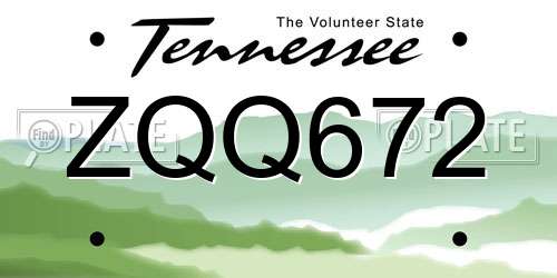 ZQQ672 Tennessee License Plate