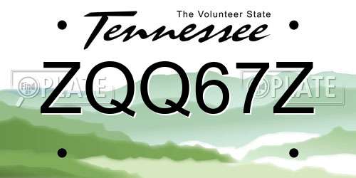 ZQQ67Z Tennessee License Plate