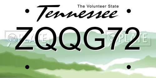 ZQQG72 Tennessee License Plate