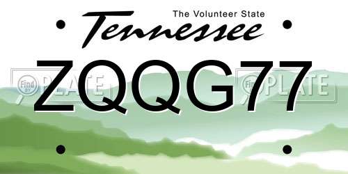 ZQQG77 Tennessee License Plate