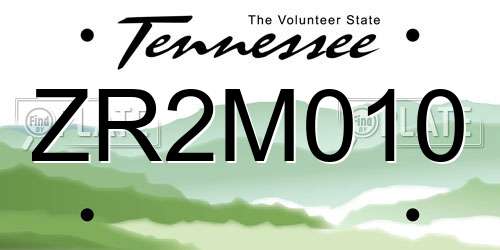 ZR2M010 Tennessee License Plate