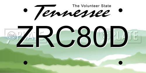 ZRC80D Tennessee License Plate