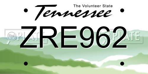 ZRE962 Tennessee License Plate