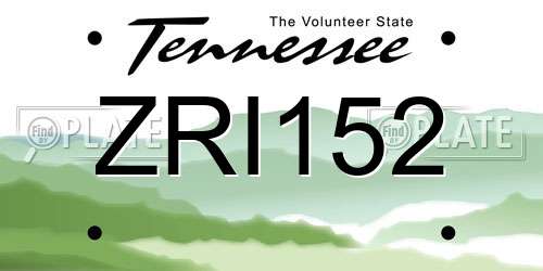 ZRI152 Tennessee License Plate