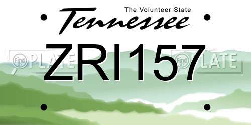ZRI157 Tennessee License Plate