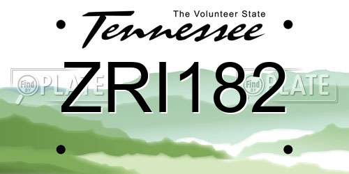ZRI182 Tennessee License Plate