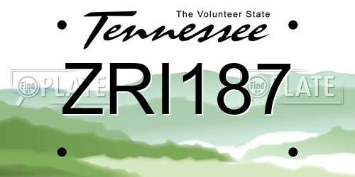 ZRI187 Tennessee License Plate