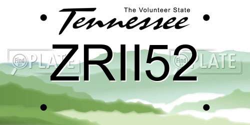 ZRII52 Tennessee License Plate