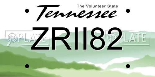 ZRII82 Tennessee License Plate