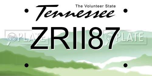 ZRII87 Tennessee License Plate