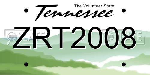 ZRT2008 Tennessee License Plate