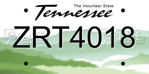 ZRT4018 Tennessee License Plate