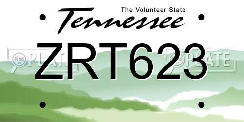 ZRT623 Tennessee License Plate