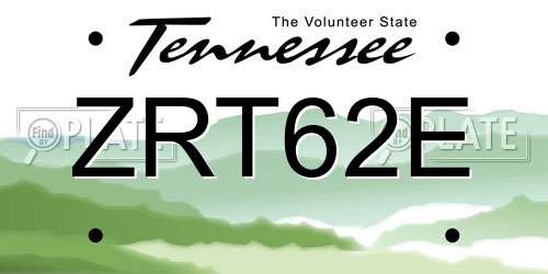 ZRT62E Tennessee License Plate