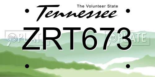 ZRT673 Tennessee License Plate