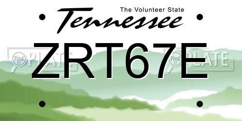 ZRT67E Tennessee License Plate