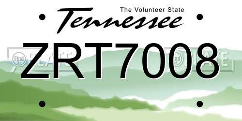 ZRT7008 Tennessee License Plate