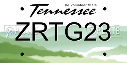 ZRTG23 Tennessee License Plate