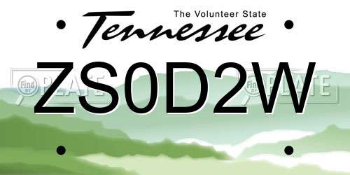 ZS0D2W Tennessee License Plate