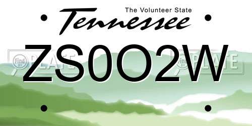 ZS0O2W Tennessee License Plate