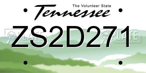 ZS2D271 Tennessee License Plate