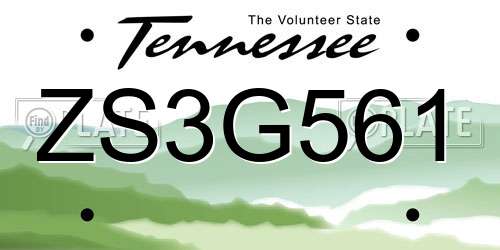 ZS3G561 Tennessee License Plate