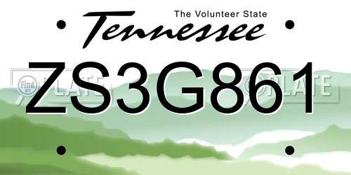ZS3G861 Tennessee License Plate
