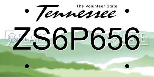 ZS6P656 Tennessee License Plate