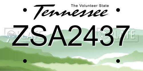 ZSA2437 Tennessee License Plate