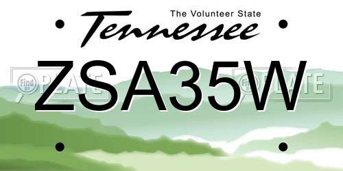 ZSA35W Tennessee License Plate