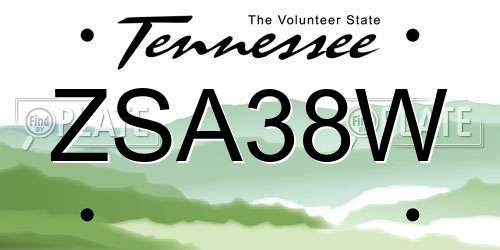 ZSA38W Tennessee License Plate