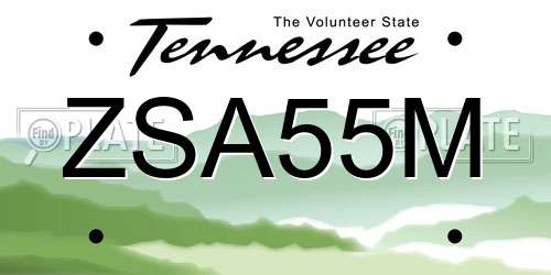 ZSA55M Tennessee License Plate