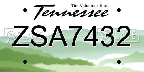 ZSA7432 Tennessee License Plate
