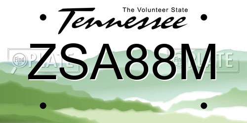 ZSA88M Tennessee License Plate
